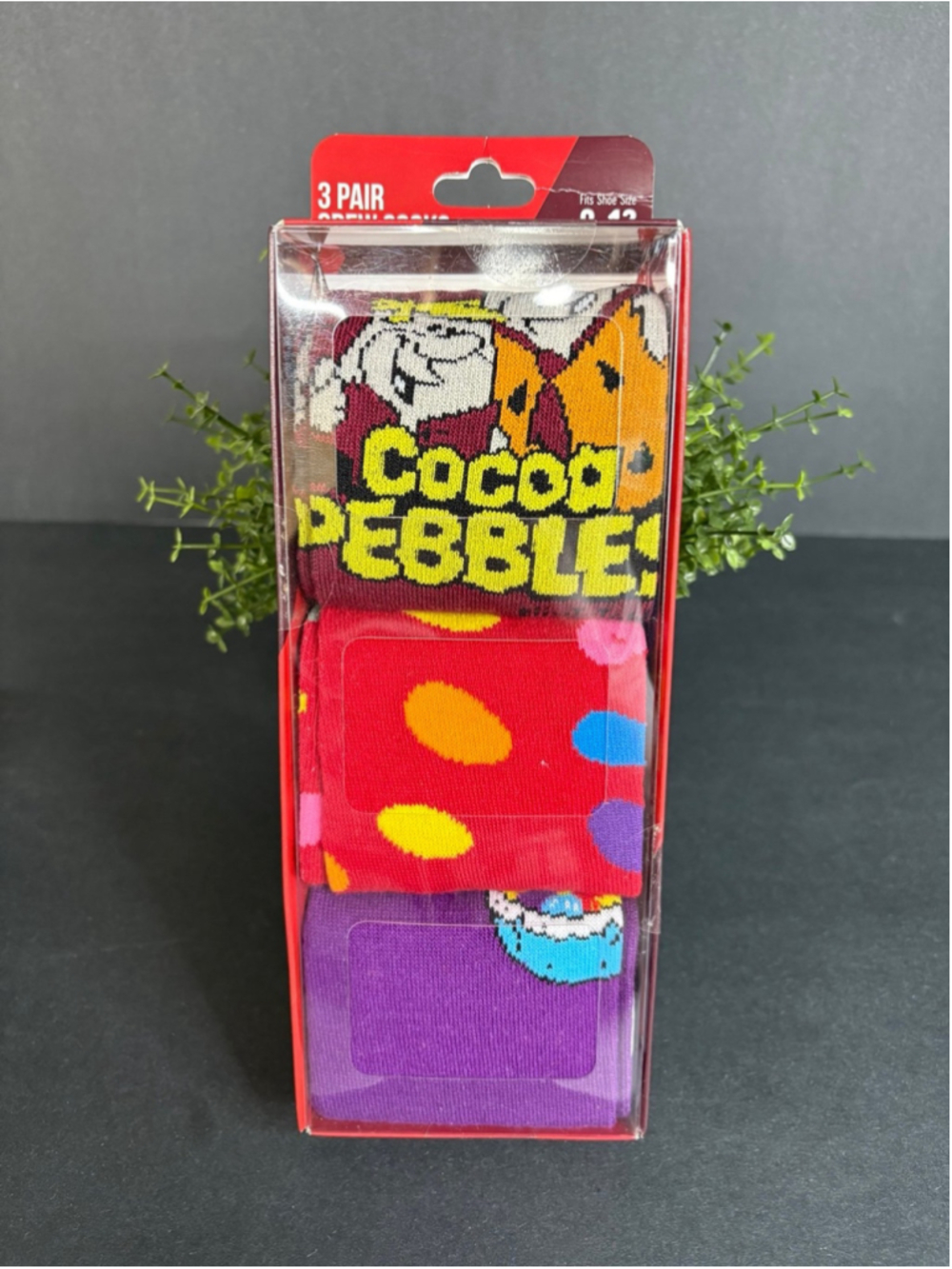 Post Coco Pebbles Three Pairs Crew Socks Men’s Shor Sizes 8-12 Bioworld